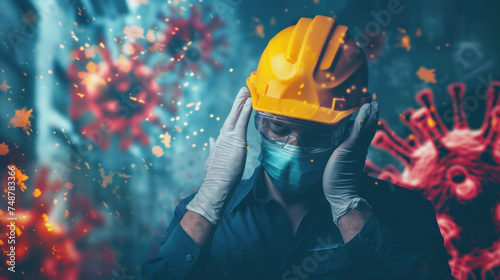 Construction engineer stress of Construction project failure Unemployment in the Covid Virus Crisis 19. The impact of the outbreak of the virus Covid 19. Business Failure Crisis.