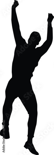 Men jumping silhouette illustration. People using expression of joy  fun  success  excited  happy
