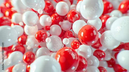 Dynamic Red White Balloons in 3D Animation