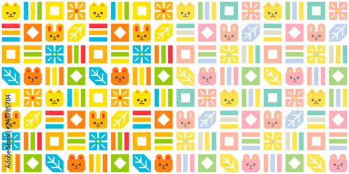 animals pattern made of square