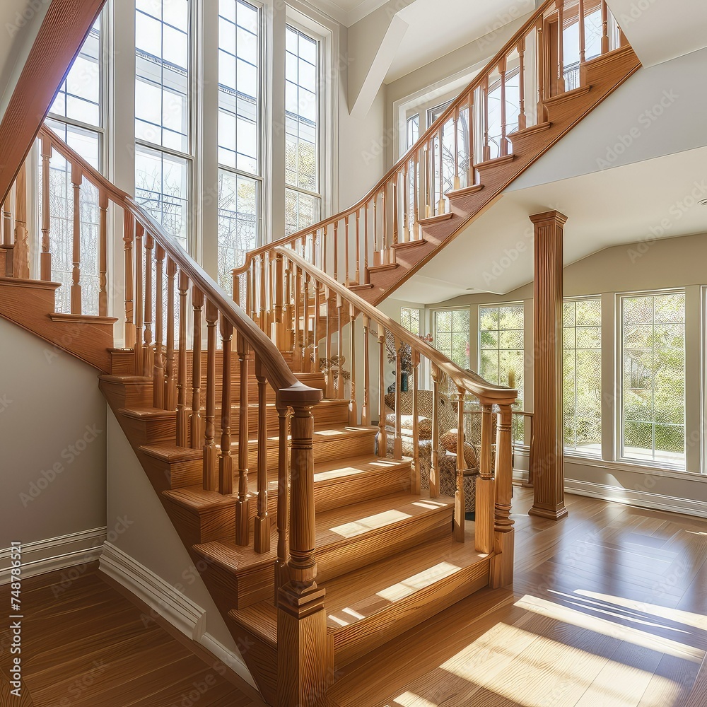 Poplar painted white traditional staircase. Poplar painted white traditional staircase.