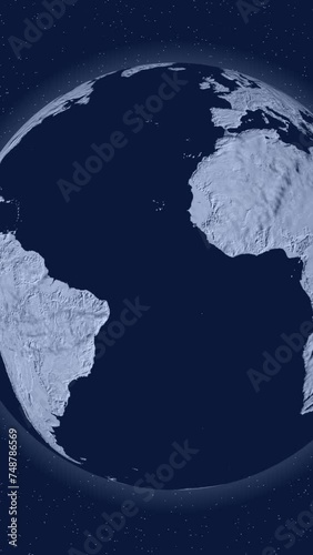 The blue planet Earth is getting closer. An abstract planet of the universe.