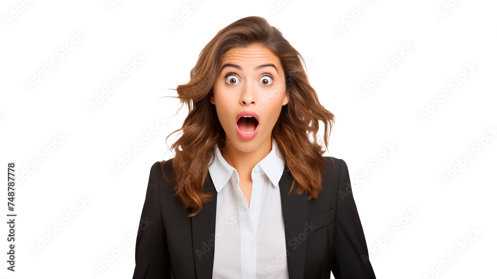 Young woman expression shock cut out