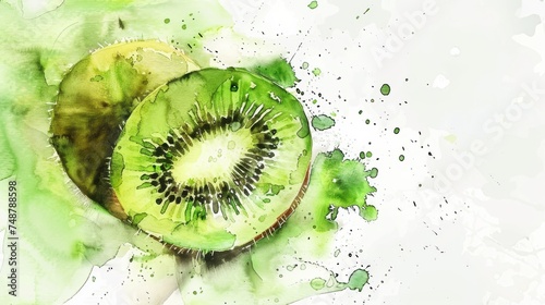 Kiwi fruit in watercolors