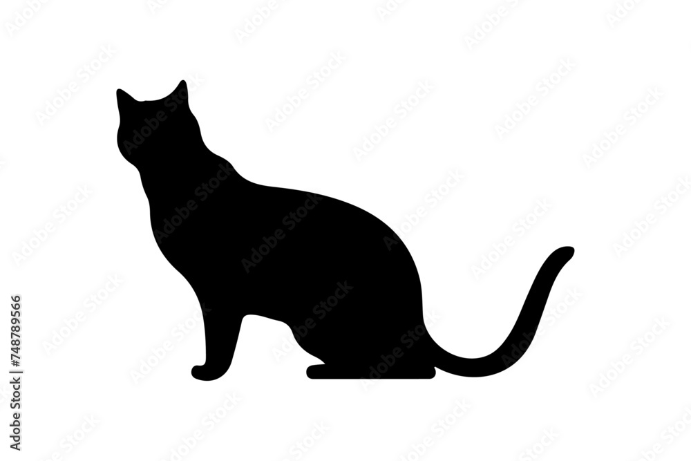 cat silhouette vector black kitten isolated on white background