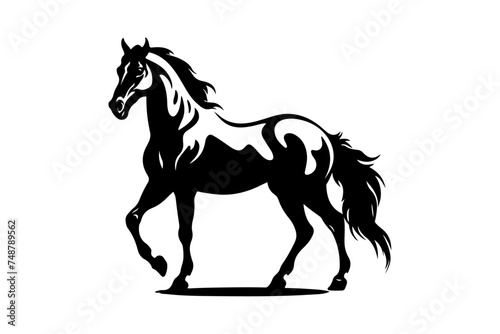 Vevtor A silhouette of a running horse isolated on white background © Bodega