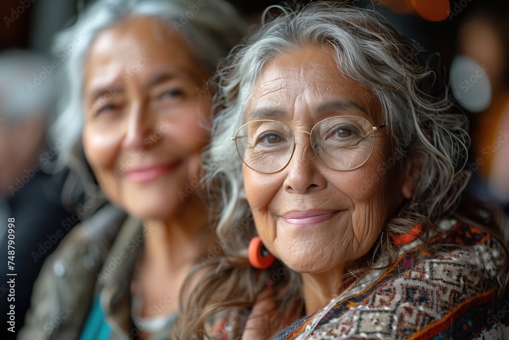 Elderly twins or sisters share a close moment, their expressions reflecting a lifetime bond Elderly twins or sisters share a close moment, their expressions reflecting a lifetime bond