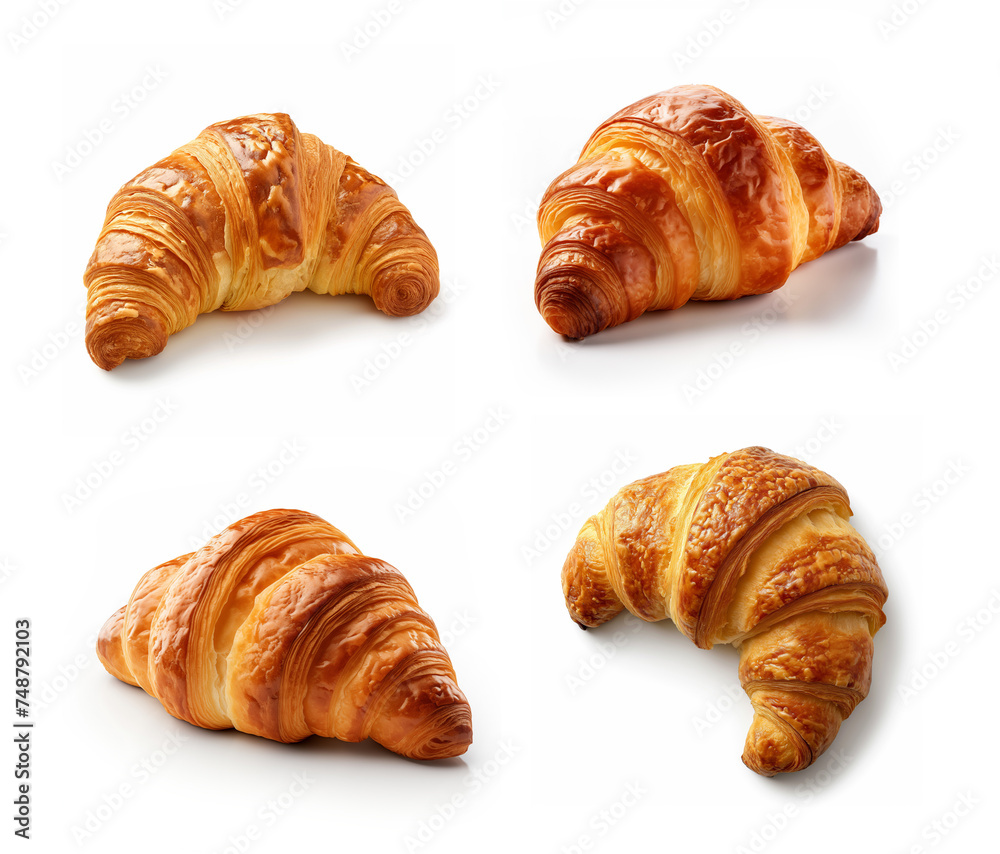delicious fresh pastries on a white background - croissants