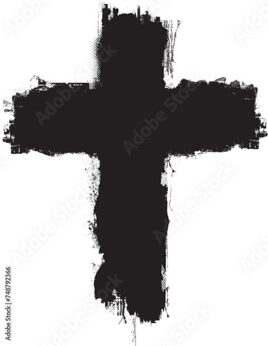 Textured Religion Cross . Christian cross . Vector