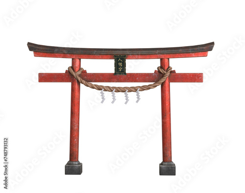 Japanese Tori Gate isolated. Japanese Torii gate. Realistic Symbol of Japan, shintoism religion. photo