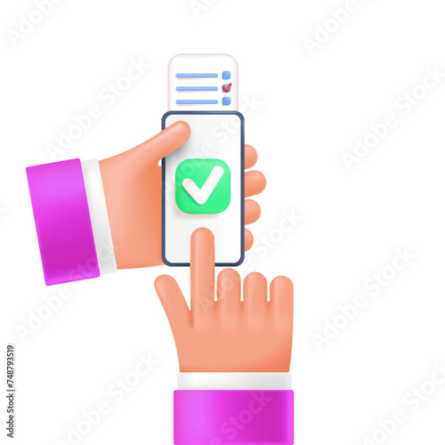 Internet voting concept 3d style. Selecting political candidate in your phone app.