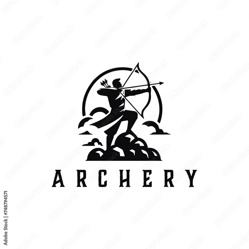 Archer Logo Designs concept, Archery Silhouette Logo designs vector ...