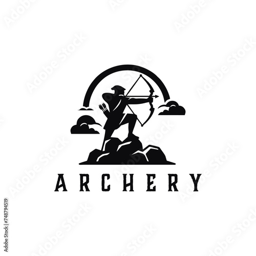 Archer Logo Designs concept, Archery Silhouette Logo designs vector, Archer Sport logo