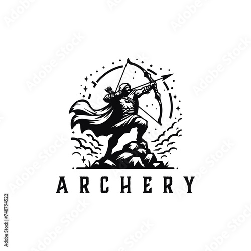 Archer Logo Designs concept, Archery Silhouette Logo designs vector, Archer Sport logo