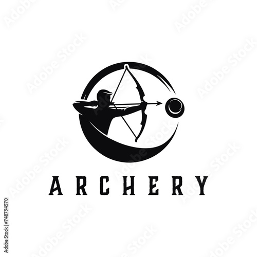 Archer Logo Designs concept, Archery Silhouette Logo designs vector, Archer Sport logo
