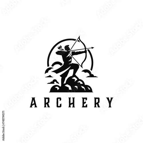 Archer Logo Designs concept, Archery Silhouette Logo designs vector, Archer Sport logo