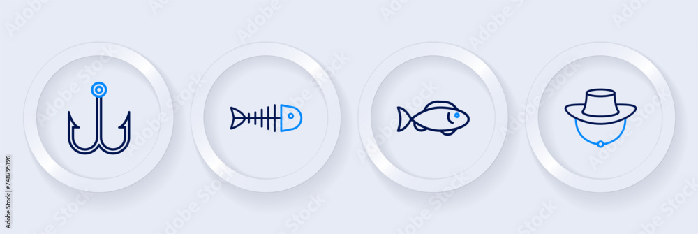 Set line Dried fish, Fish, skeleton and icon. Vector Set line Dried fish, Fish, skeleton and icon. Vector