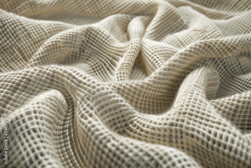 Detailed fabric texture linen cotton with visible weave patterns, for 3D rendering of textiles, wallpaper background