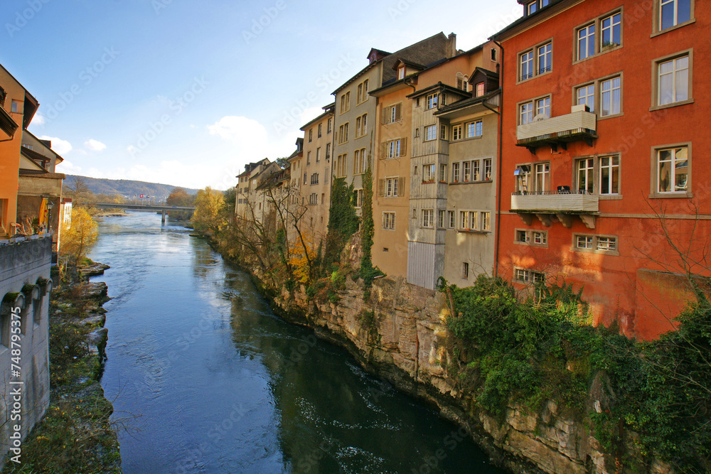 Brugg Town and Aare river in Canton Aargau, Switzerland
