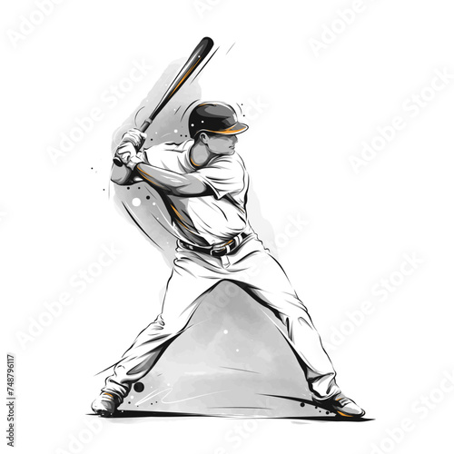 Swing Ready: Baseball Player in Hitting Position