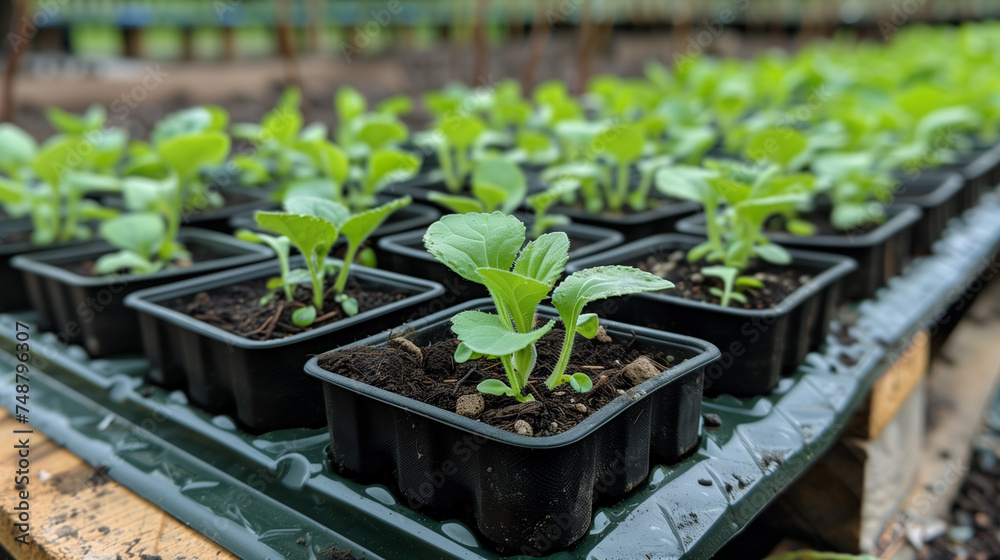 The seedling are growing from the rich soil to the morning sunlight that is shining, ecology concept. Young plant springing up out of the soil. smart farm grain field. Agriculture production concept. The seedling are growing from the rich soil to the morning sunlight that is shining, ecology concept. Young plant springing up out of the soil. smart farm grain field. Agriculture production concept.