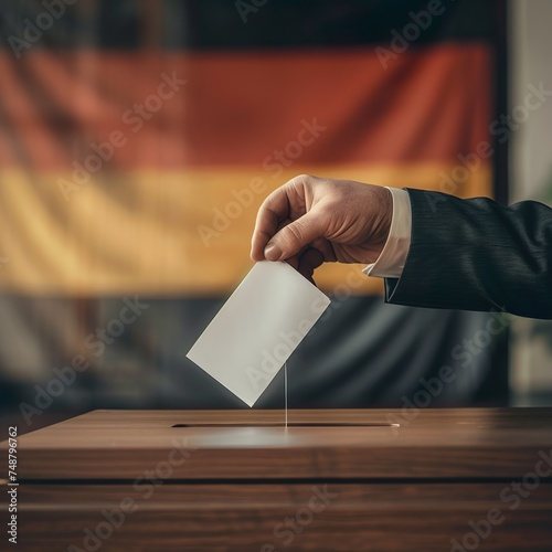 Eine Hand über einer Wahlurne