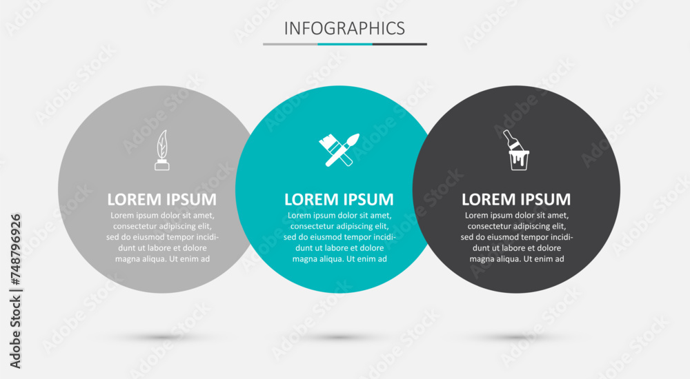 Set Paint brush, Feather and inkwell and bucket with. Business infographic template. Vector Set Paint brush, Feather and inkwell and bucket with. Business infographic template. Vector