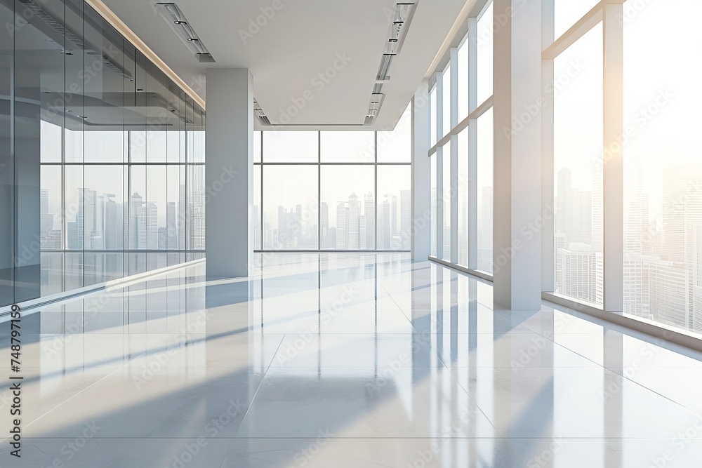Fototapeta premium Empty office with large windows