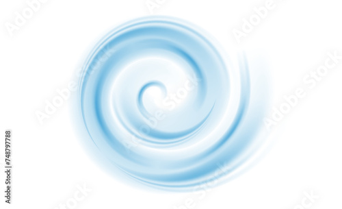 Cold circular air flow isolated on PNG and vector on transparent background. Blue flow streams, waves, stream of clean fresh