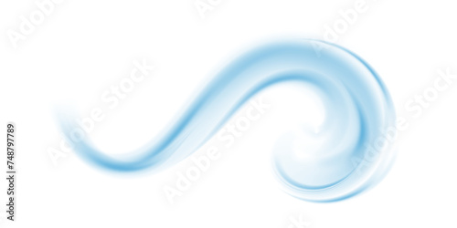 Fresh aroma blue waves. Blue wind air flow effect, cold fresh wave isolated PNG and vector illustration.