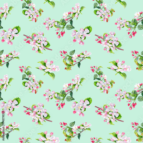 Seamless pattern with apple Blooming