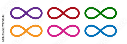 Set of infinity icons in different colors.