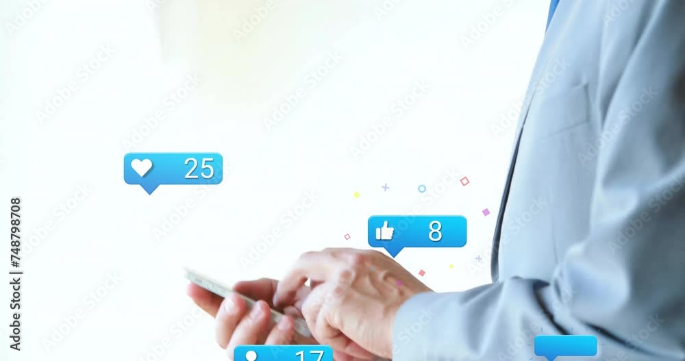 Animation of data processing over caucasian businessman with smartphone in office Animation of data processing over caucasian businessman with smartphone in office