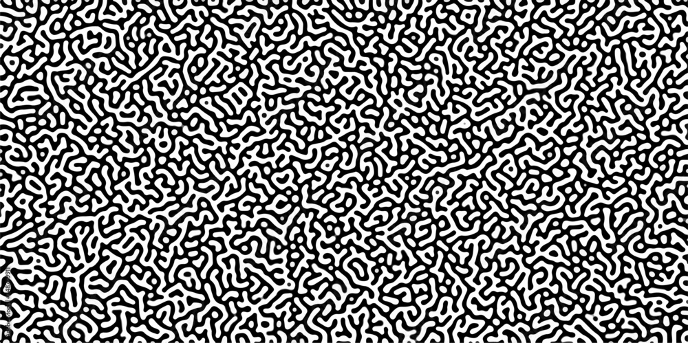 Turing reaction diffusion monochrome seamless pattern with chaotic motion .Linear design with biological shapes. Organic lines in memphis. abstract turing organic wallpaper background . Turing reaction diffusion monochrome seamless pattern with chaotic motion .Linear design with biological shapes. Organic lines in memphis. abstract turing organic wallpaper background .