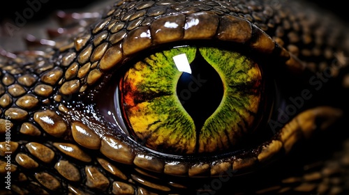 close up of an eye of a crocodile