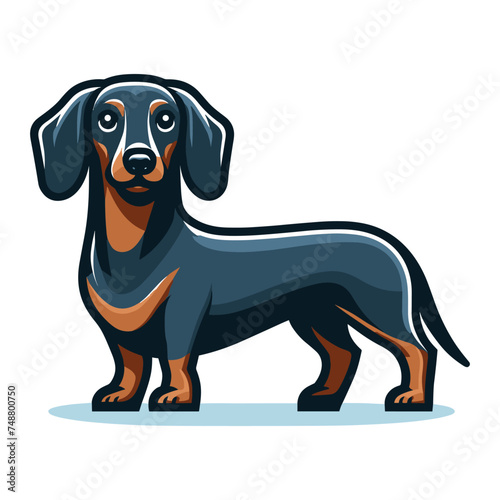 Cute adorable dachshund dog cartoon character vector illustration  funny pet animal dachshund puppy flat design mascot logo template isolated on white background