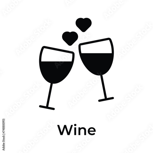 Wine glasses, toasting, premium icon of cheers in trendy style