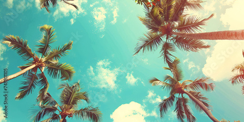 tropical background Palm Trees Vintage