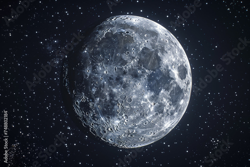 Moon on outer space with high detailed of surface