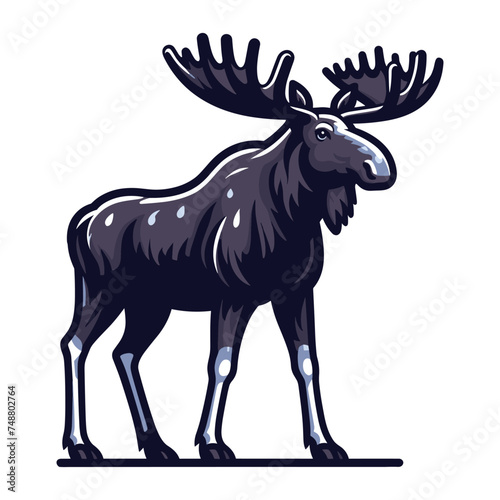 Moose buck elk full body vector illustration  zoology illustration  wild animal moose design template isolated on white background