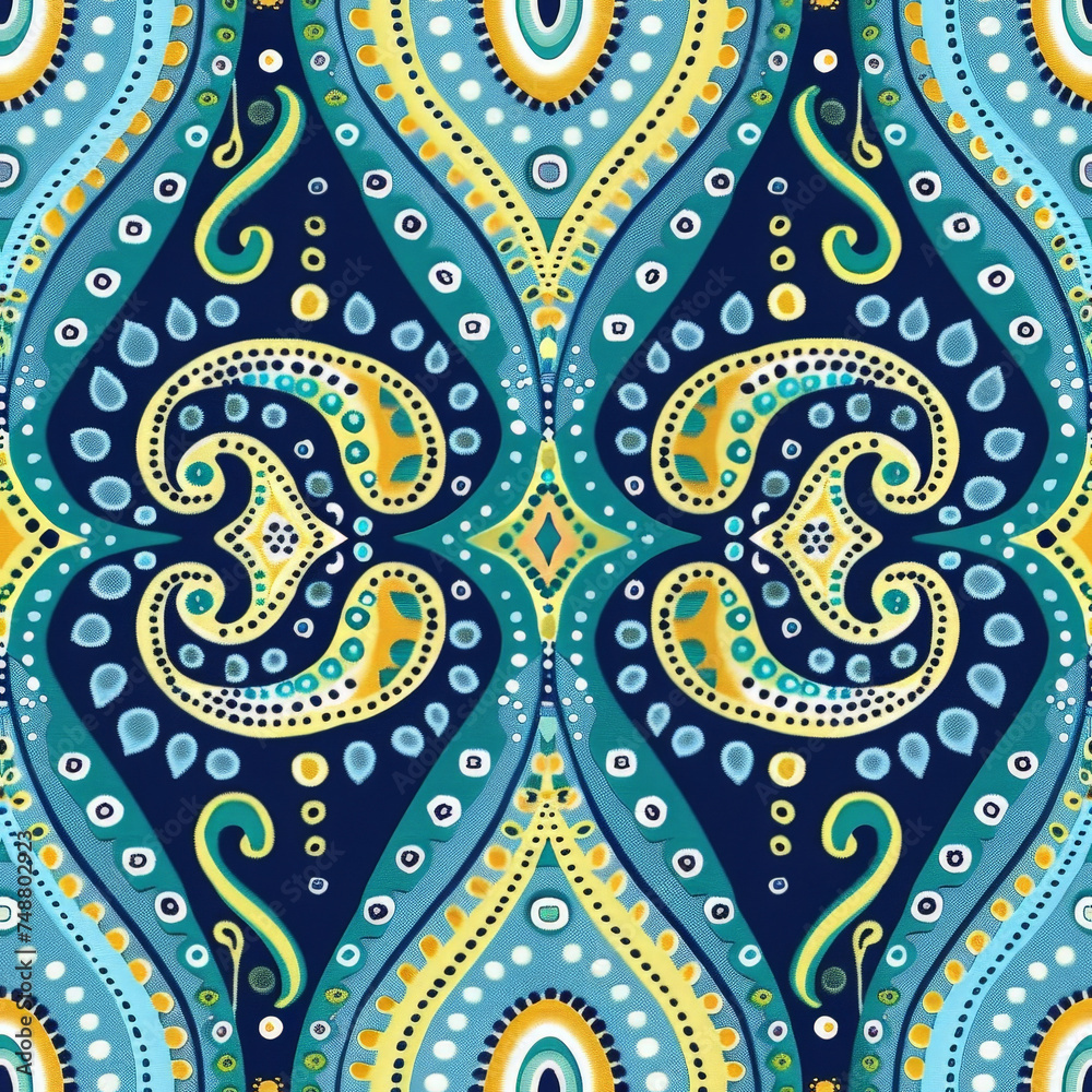 Obraz premium Ethnic ikat seamless pattern geometric abstract designs with traditional motifs.