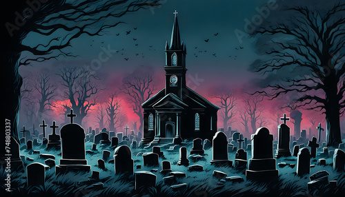 A spooky graveyard photo