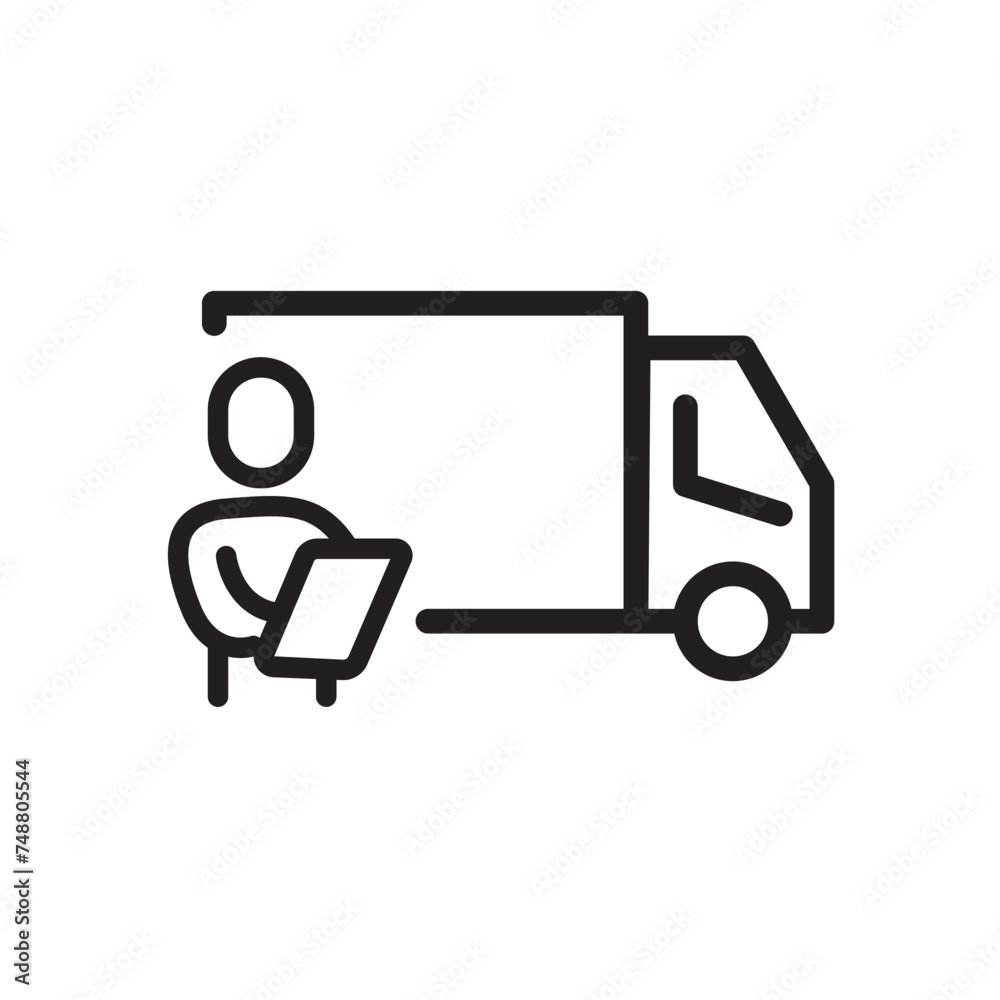 delivery data check icon, delivery using truck. icon illustration delivery data check icon, delivery using truck. icon illustration