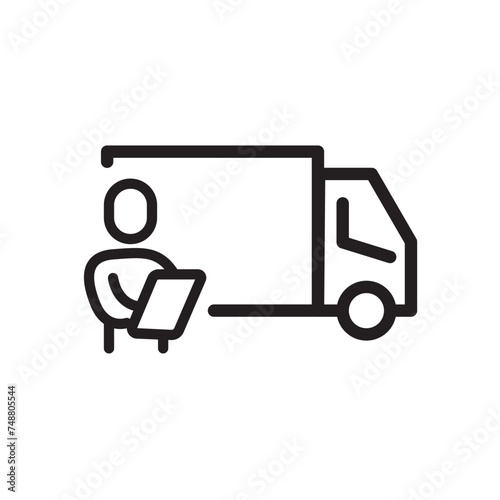 delivery data check icon, delivery using truck. icon illustration