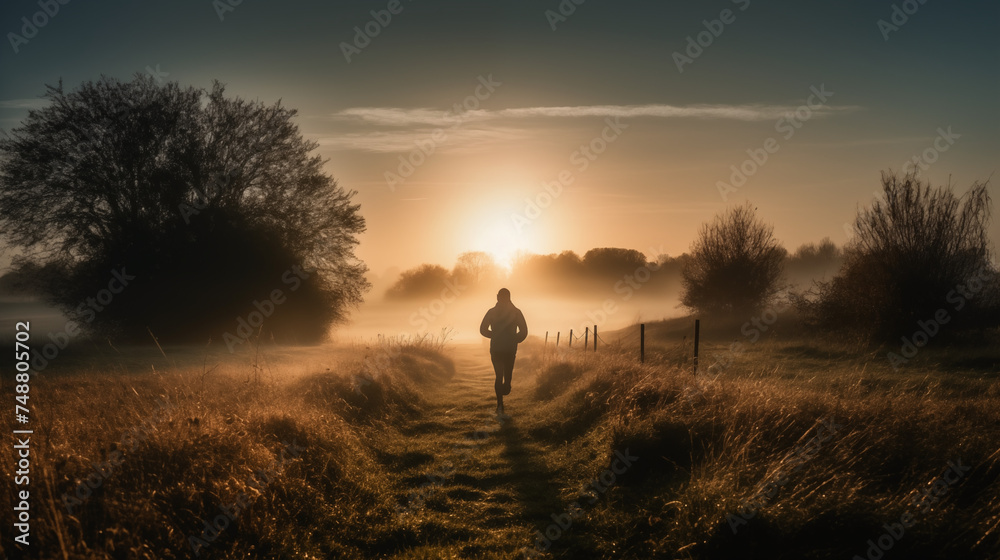 jogging in sunset