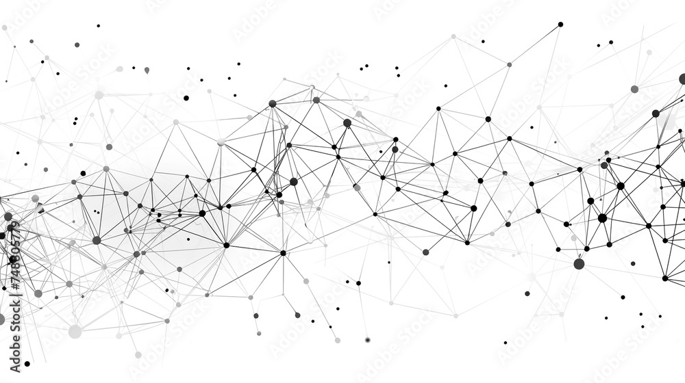 A minimalist AI neural network visual simple lines and dots symbolizing advanced machine learning algorithms - obrazy, fototapety, plakaty 