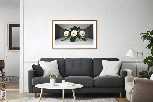 a framed view of the living room. Generative AI