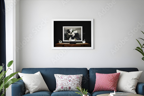 a framed view of the living room. Generative AI