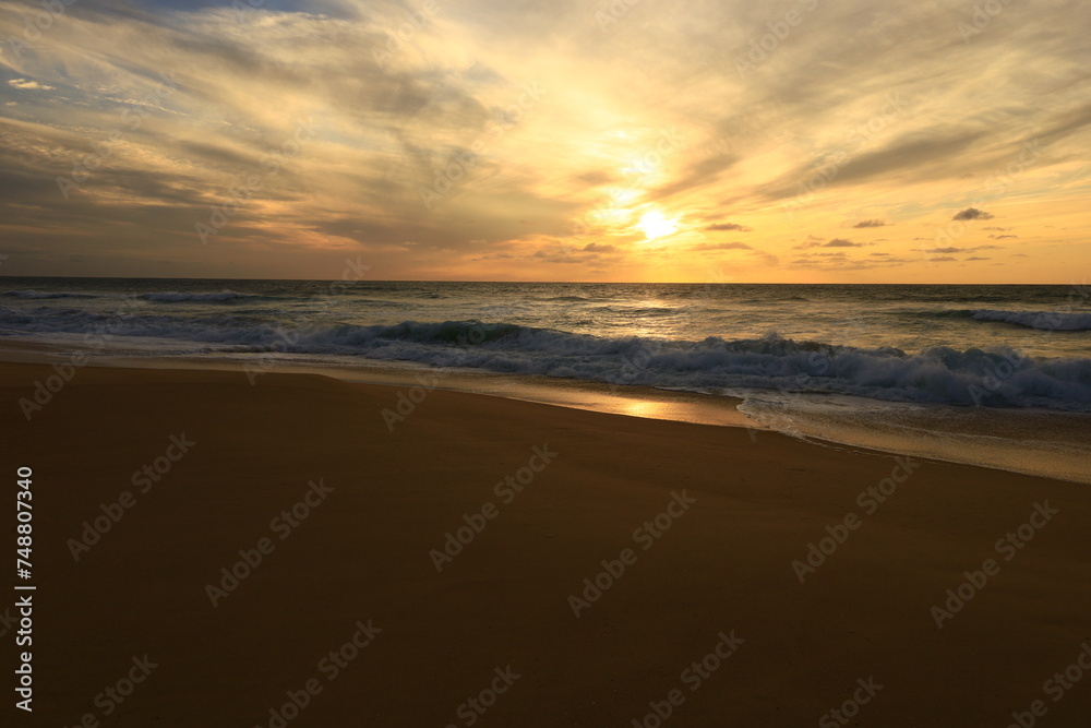 View on a sunset on a beach of Cap Ferret located at the southern end of the town of Lège-Cap-Ferret in the department of Gironde