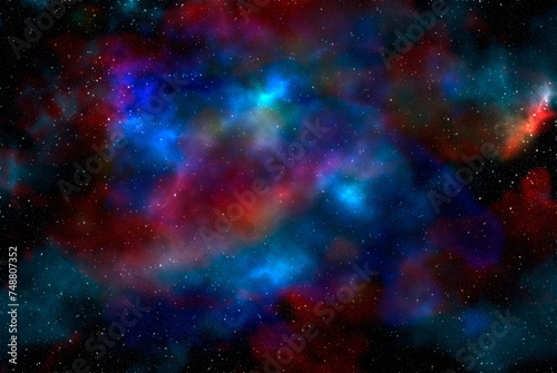 Space background with stardust and shining stars. Realistic cosmos and color nebula. Colorful galaxy. 3d illustration